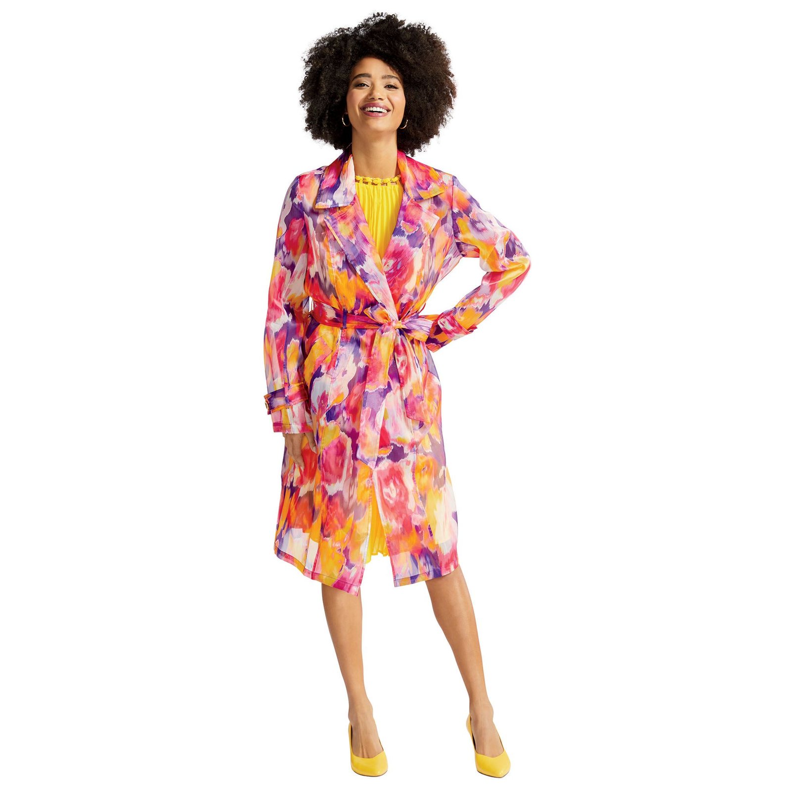 Masseys Sheer Organza Trench Coat Multi Jackets