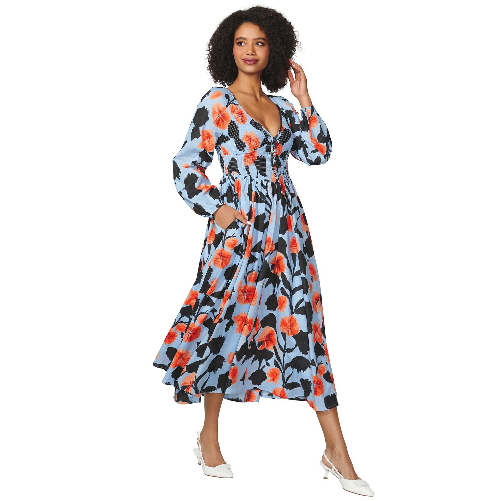 Masseys Long-Sleeve Maxi Dress Multi Dresses