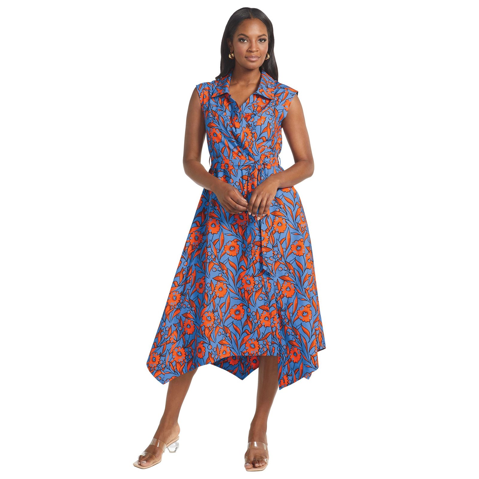 Masseys Sleeveless Shirt Dress Blue Dresses