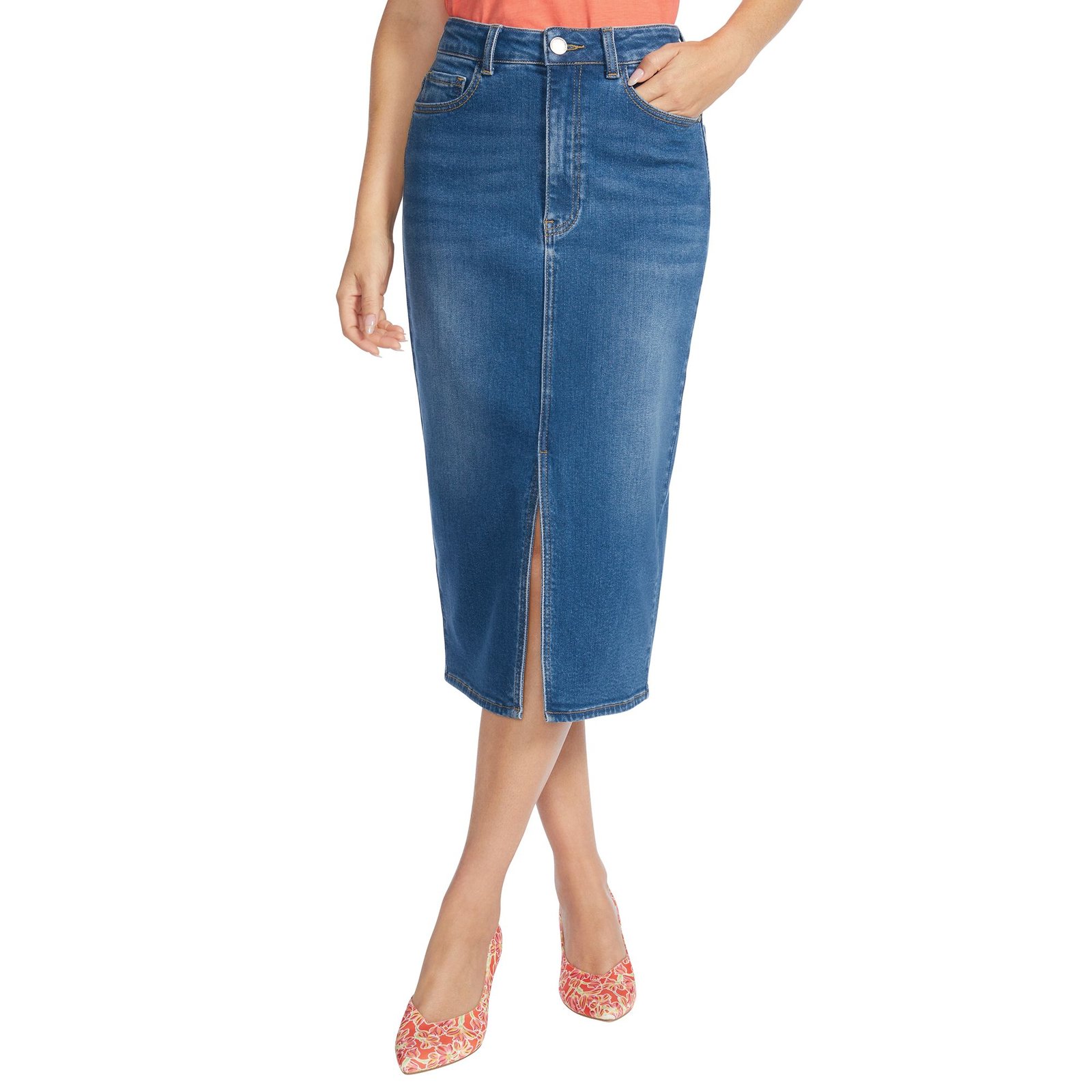Masseys Midi Denim Skirt Blue Skirts
