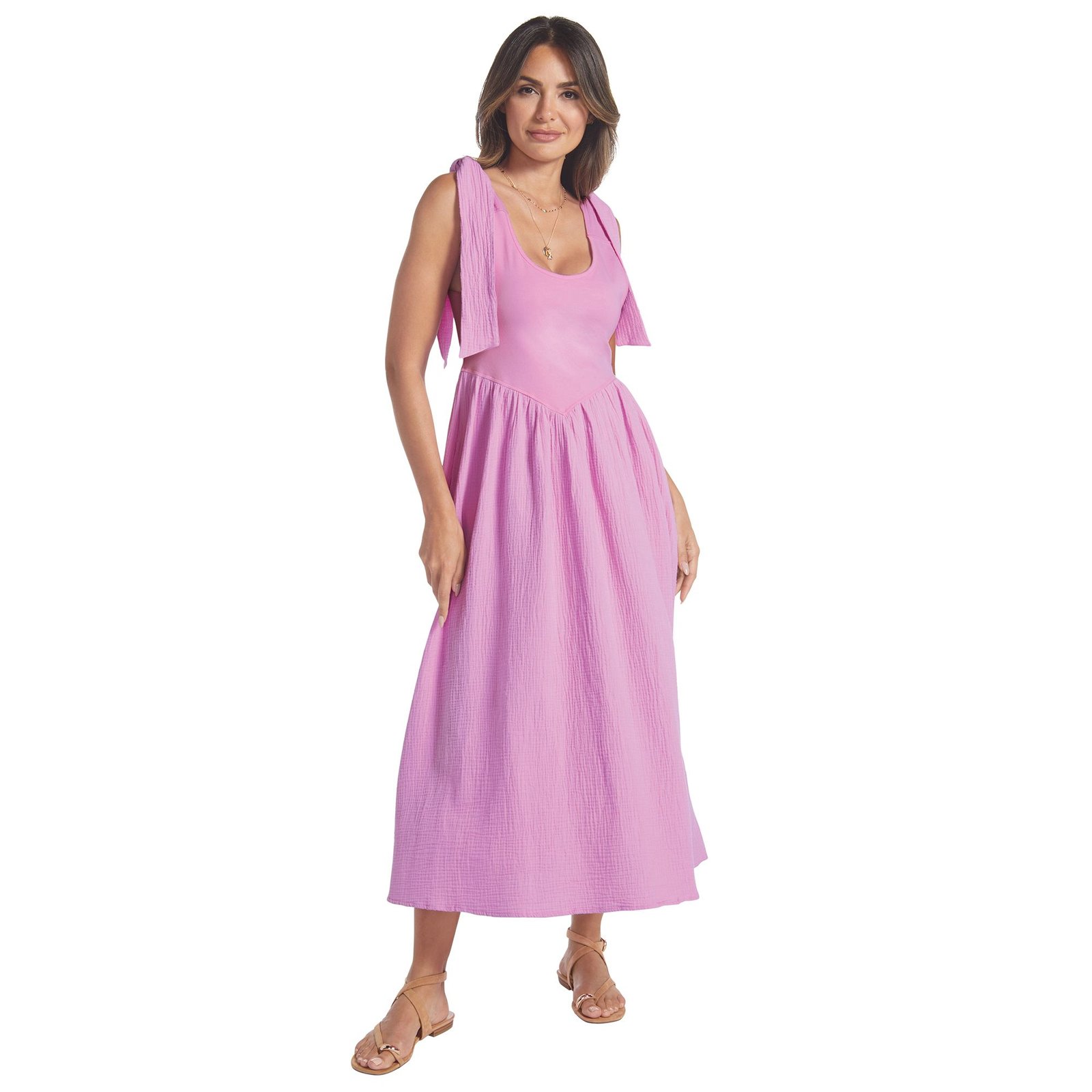 Masseys Mixed Media Tie Strap Dress Purple Dresses X