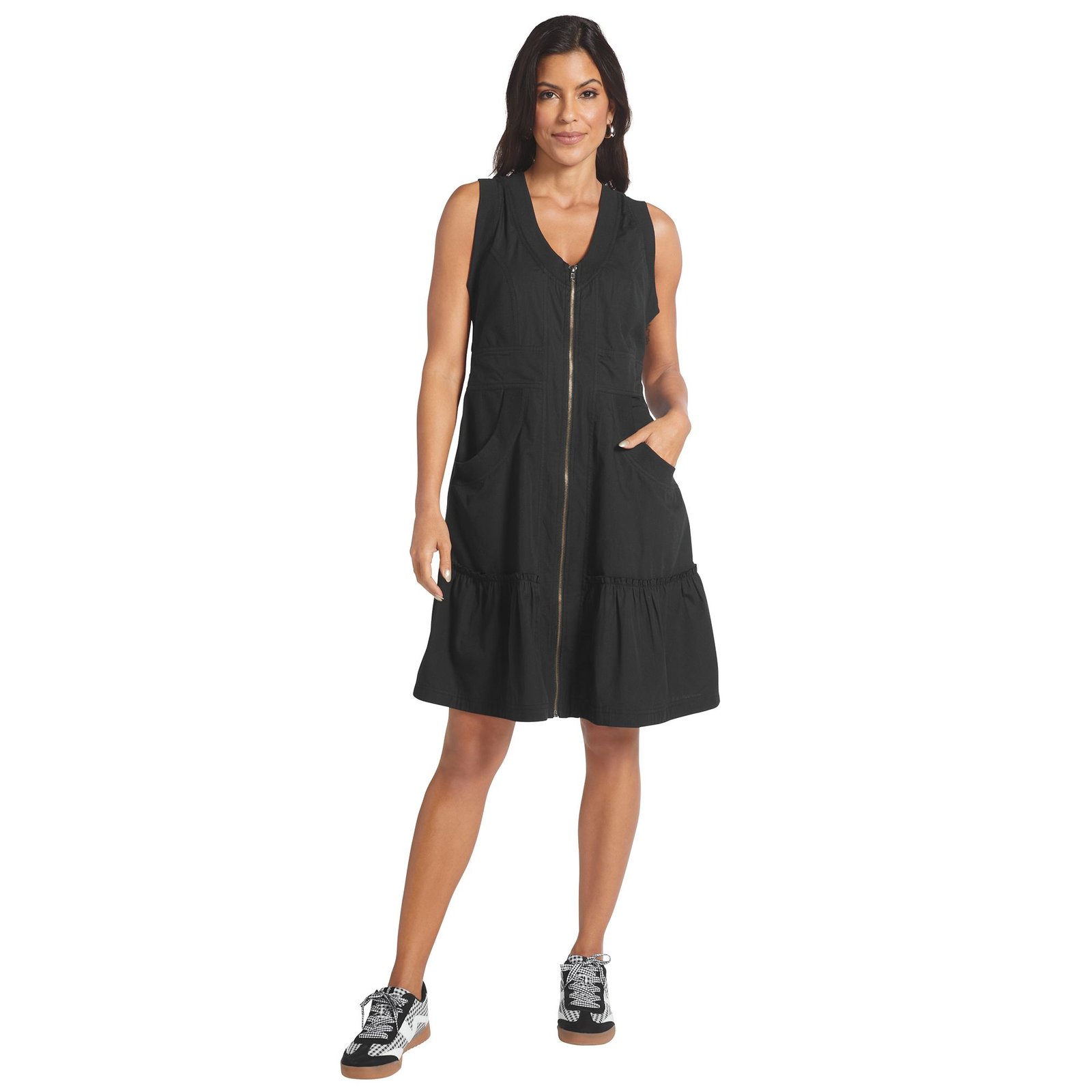 Masseys Utility Zip Front Dress Black Dresses