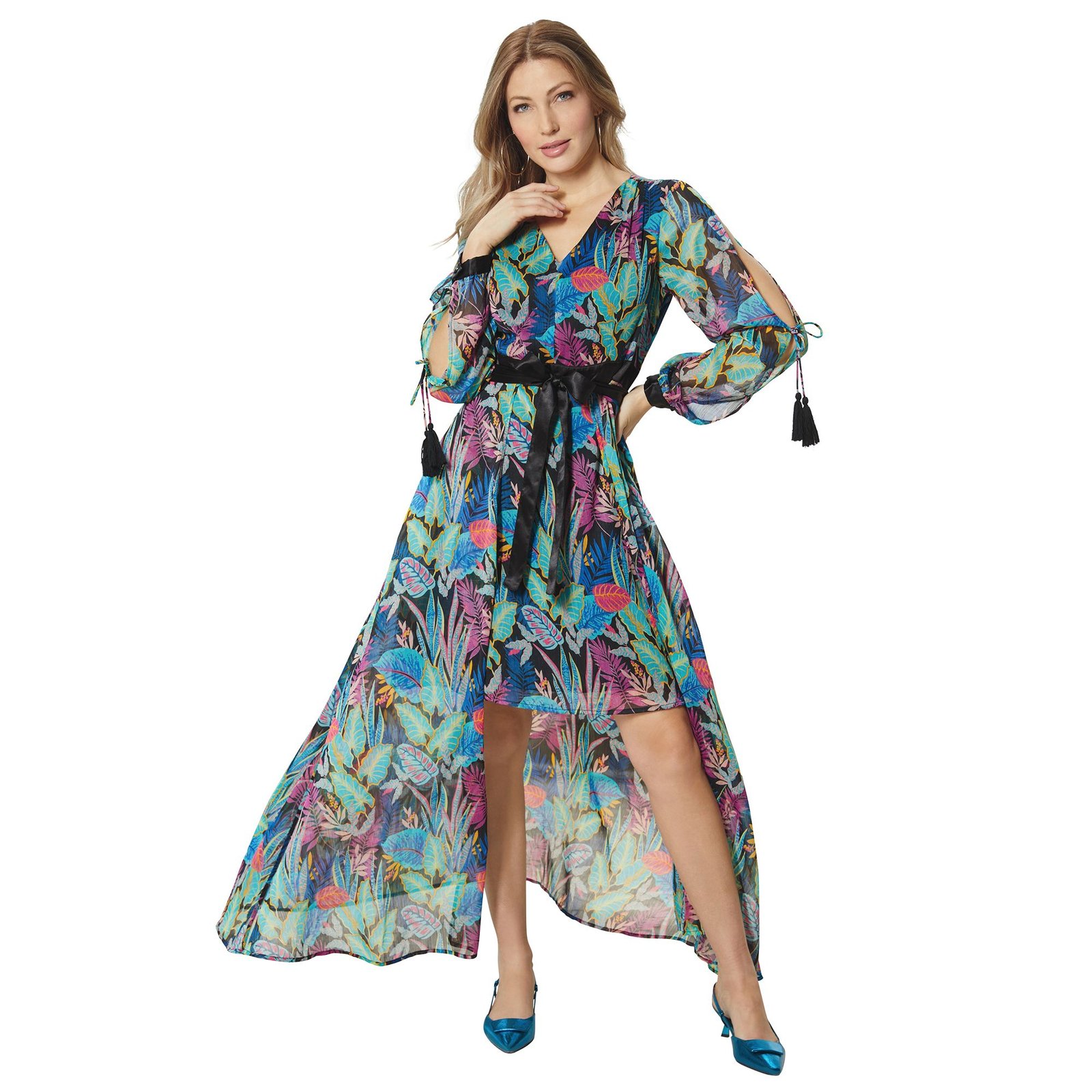 Masseys Printed Dress and Wrap Set Multi Sets W
