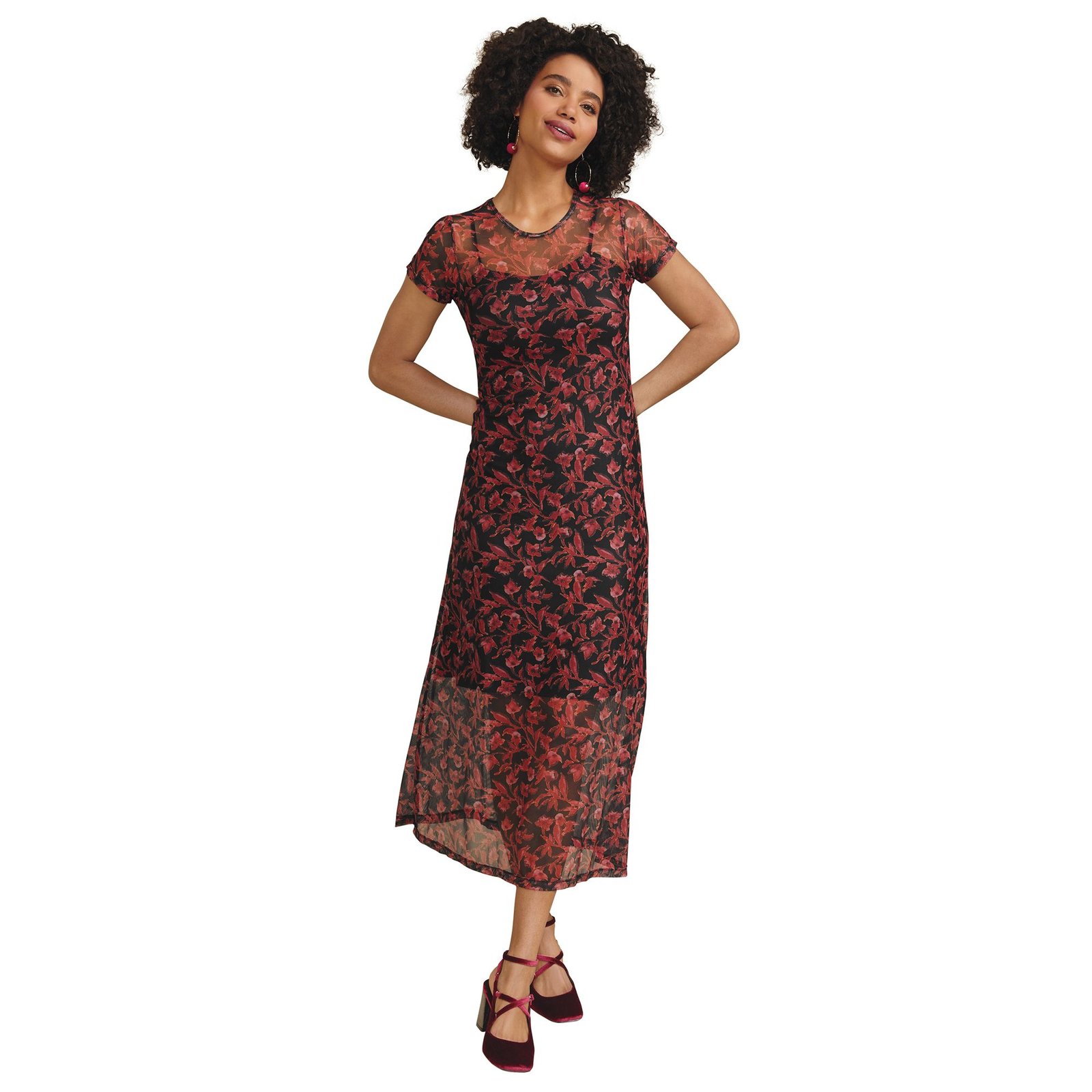 Masseys Mesh Short-Sleeved Dress Multi Dresses