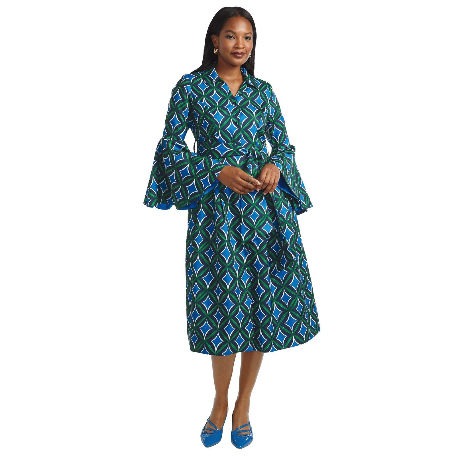 Masseys Bell Sleeve Midi Dress Multi Dresses