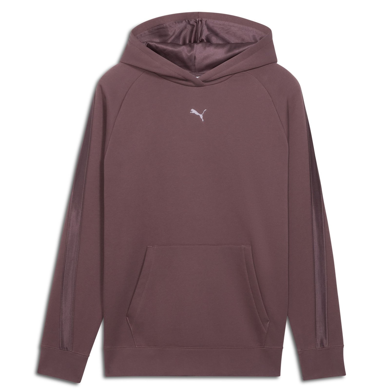 PUMA Women's Essential Elevated Satin Hoodie Brown Shirts