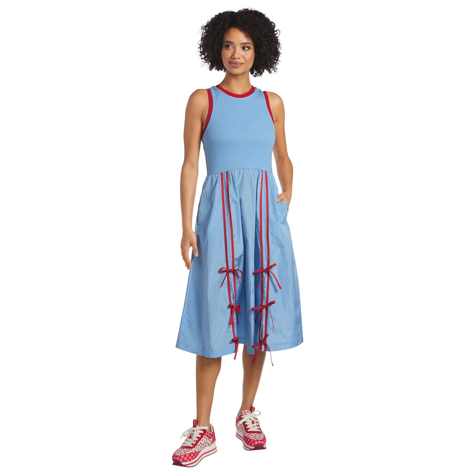 Masseys Bow Anywhere Athleisure Dress Blue Dresses X