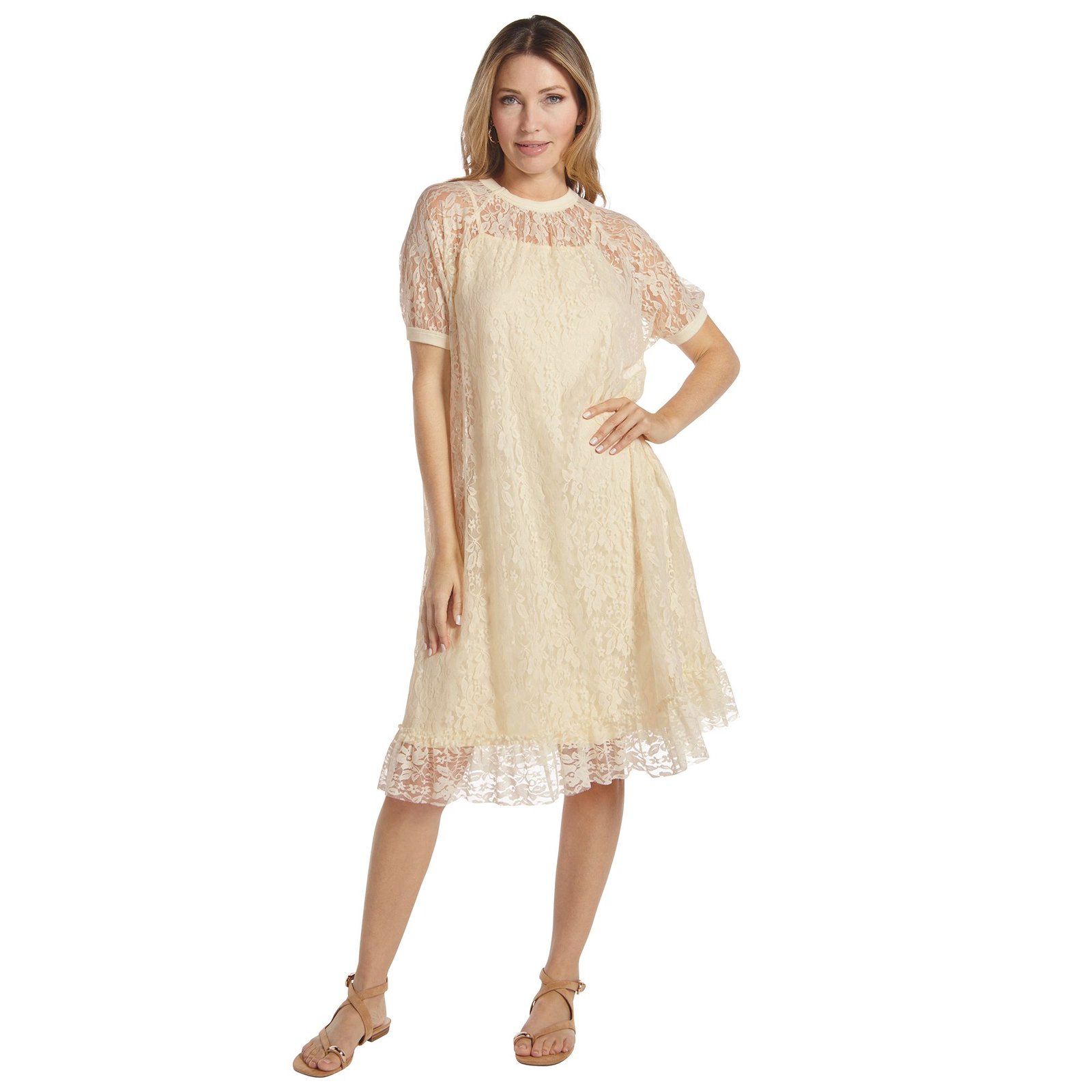 Masseys Lacy Shirt Dress Bone Dresses