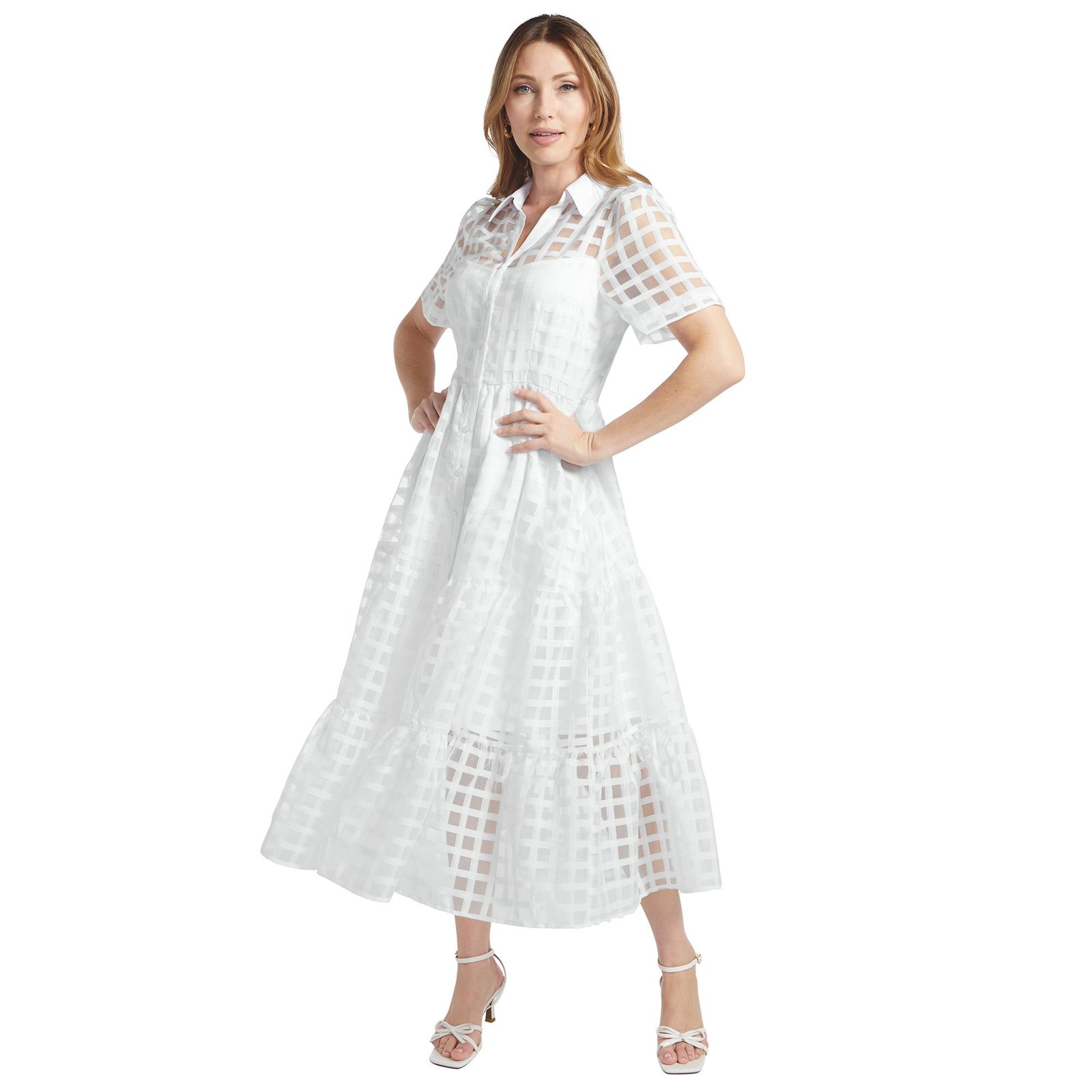 Masseys Organza Shirt Dress White Dresses W