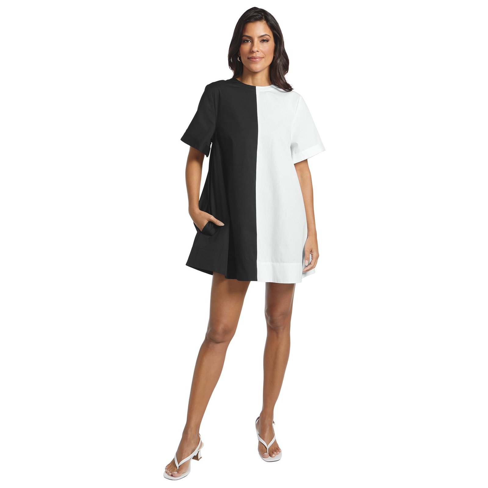 Masseys Go-To Short-Sleeve Shirt Dress Black Dresses