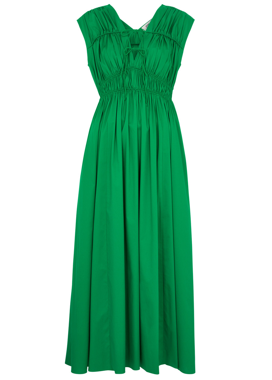 Diane Von Furstenberg Gillian Ruched Cotton-blend Maxi Dress - Green - M M