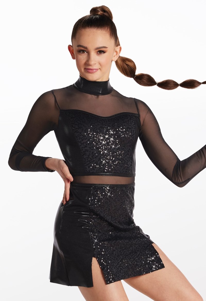 Metallic Sequin Panel Dress - Black - Large Child - Dance Dress