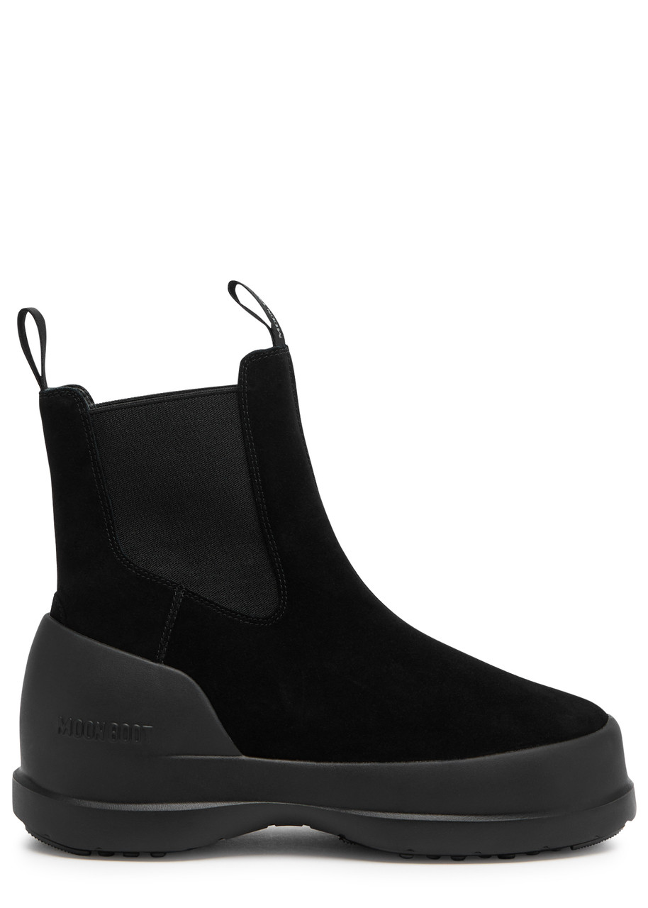 Moon Boot Luna Suede Chelsea Boots Black - IT