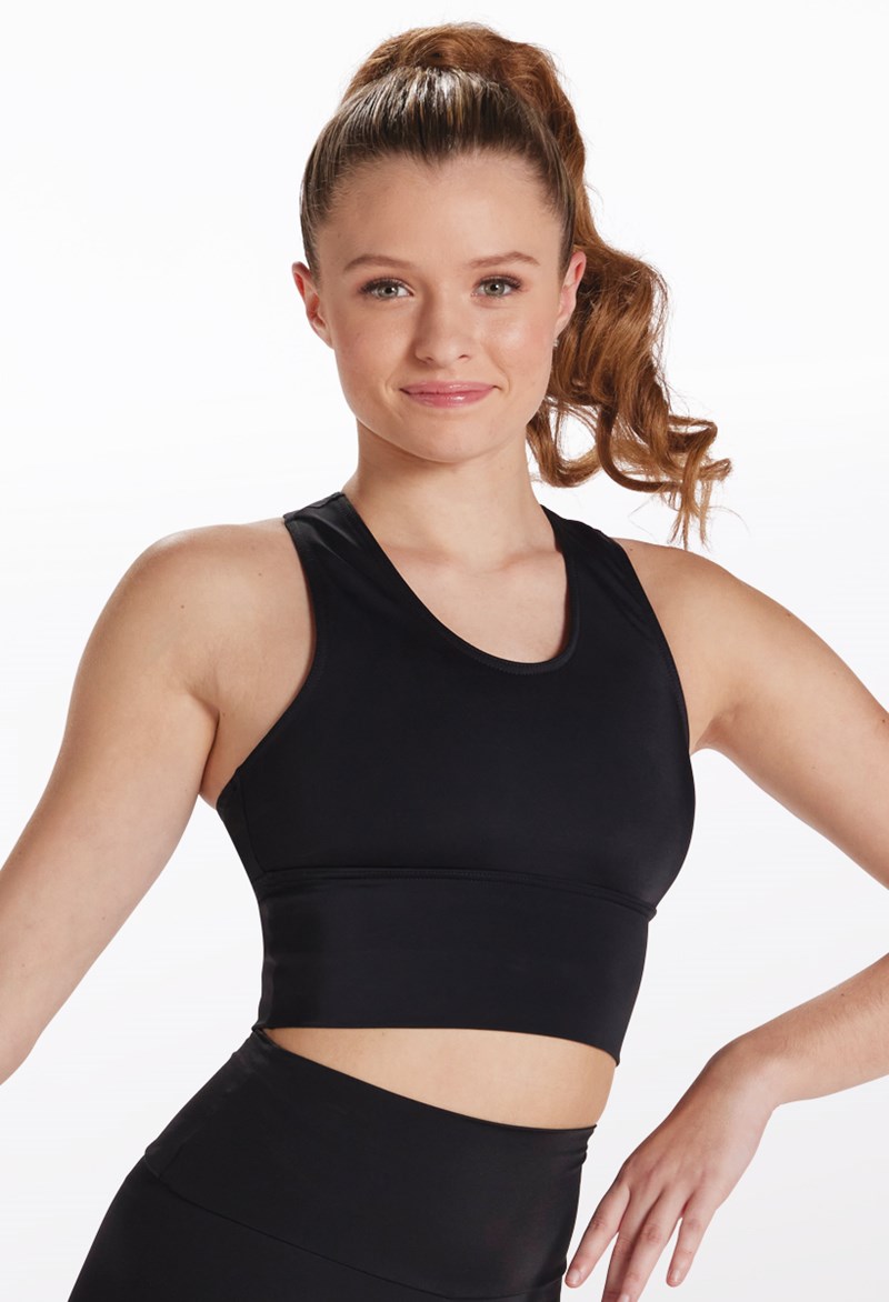 Longline Racerback Crop Top - Black - Small Child - Dance Top