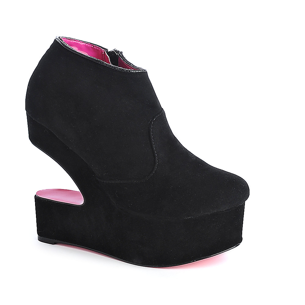 Women Platform Dress Shoe SH- Black Black Boots . Black