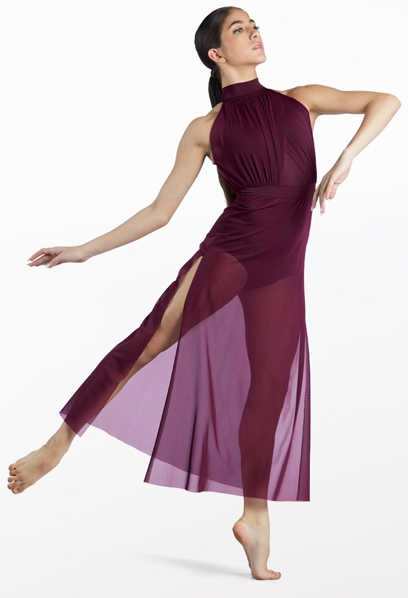 Crisscross Mesh Maxi Dress - Raisin - Large Child - Dance Dress