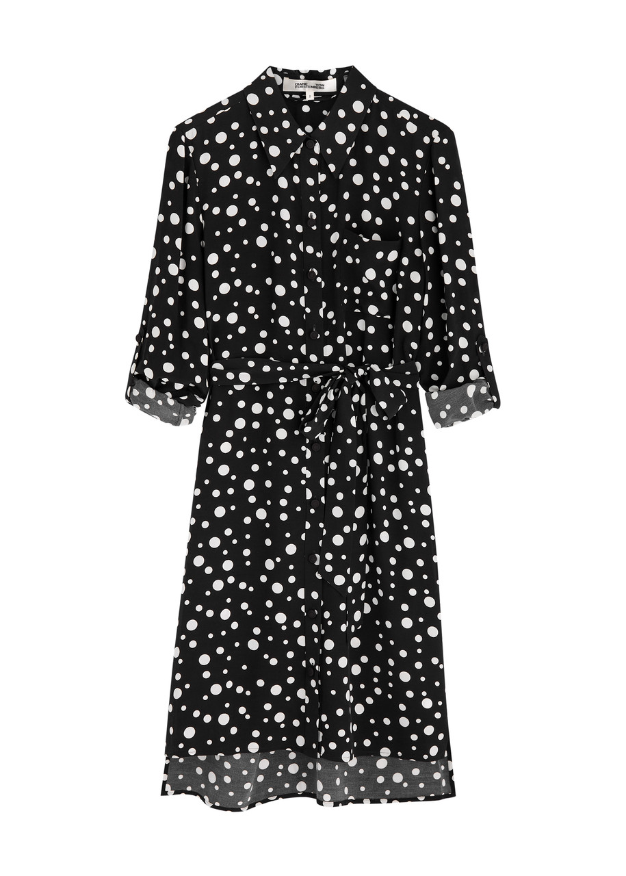 Diane Von Furstenberg Prita Polka-dot Printed Dress - Black - M M