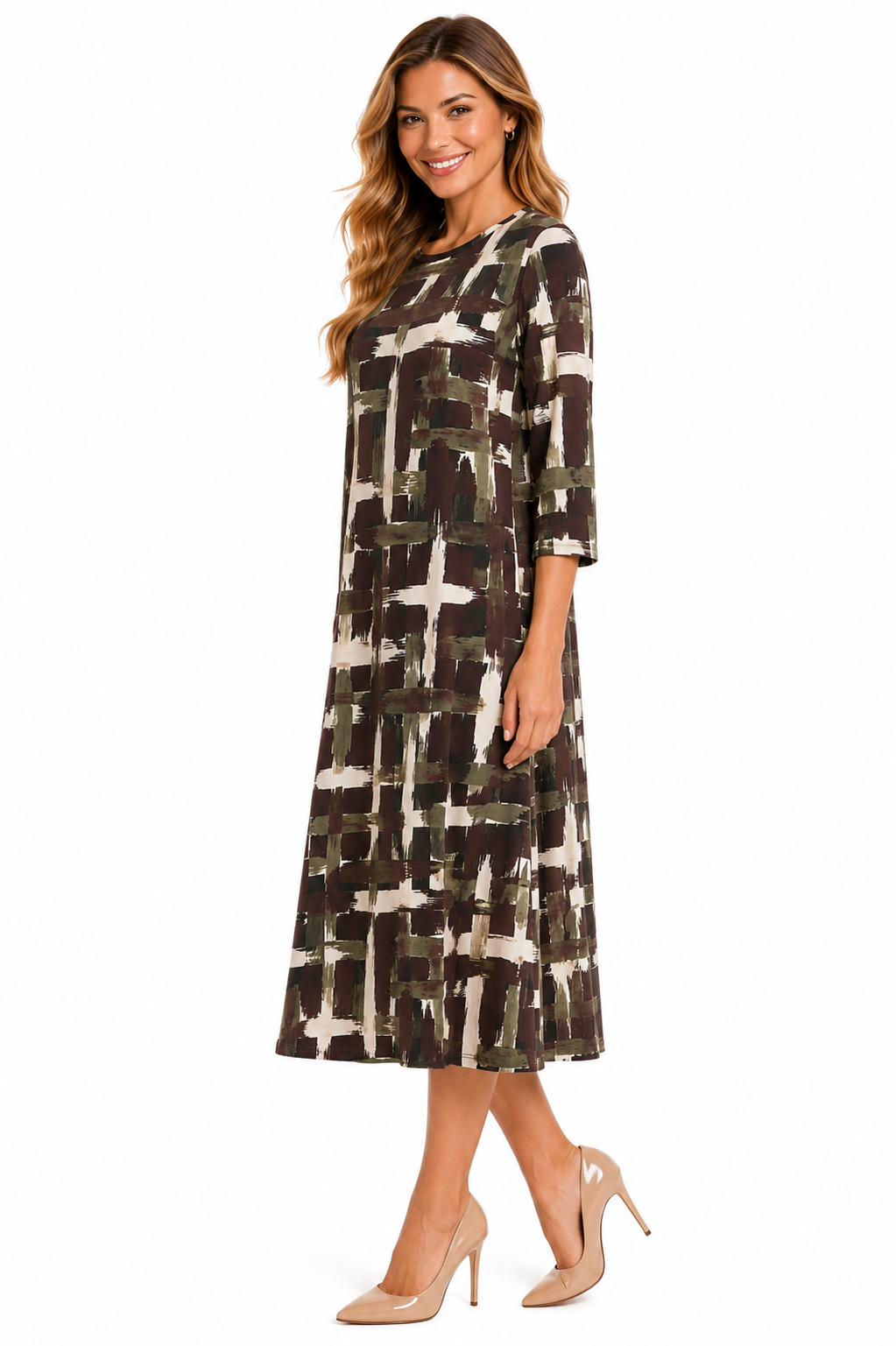 Shirt Dress - Comfortable A-Line Silhouette - - Peacock Batik Small