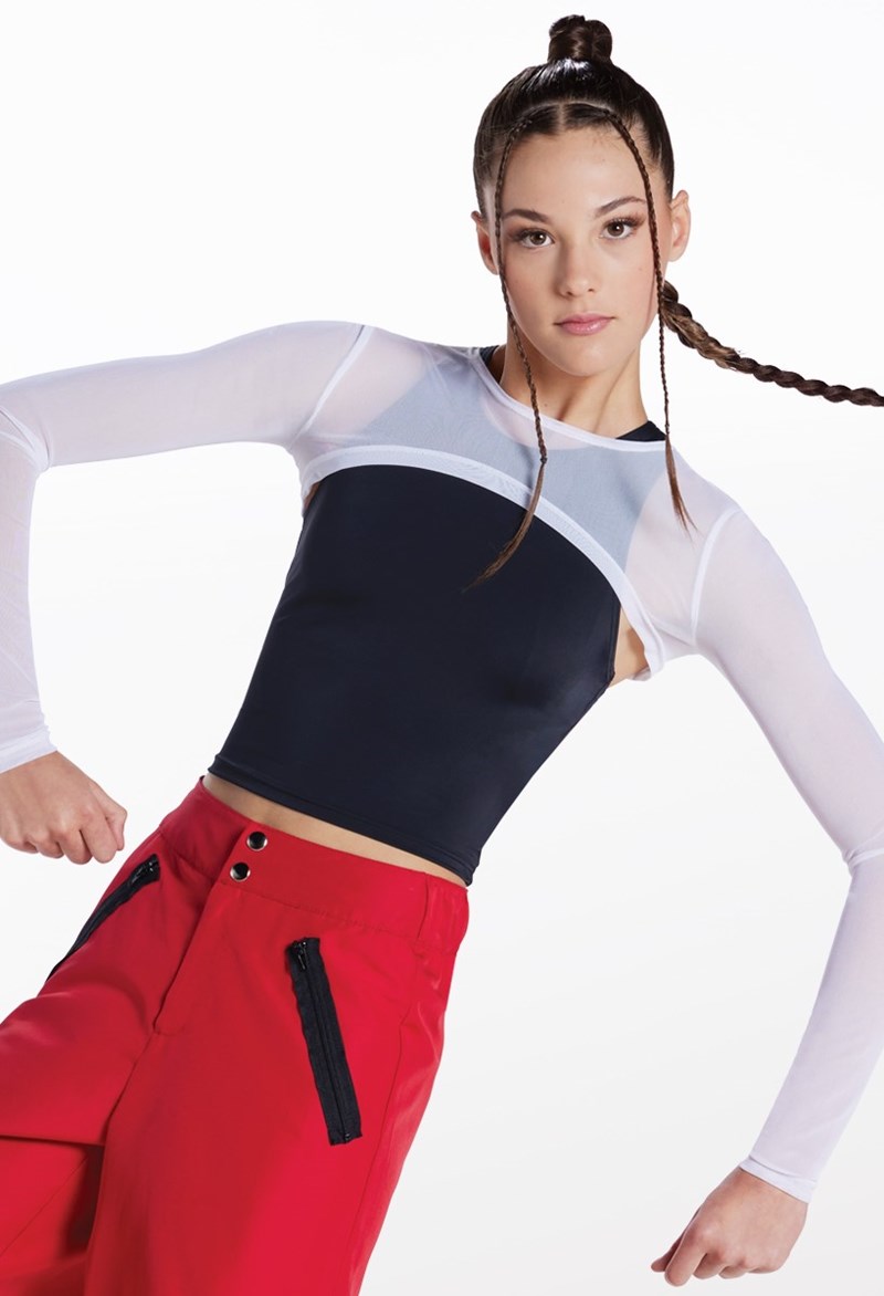 Power Mesh Ultra-Crop Top - White - Medium Adult - Dance Top