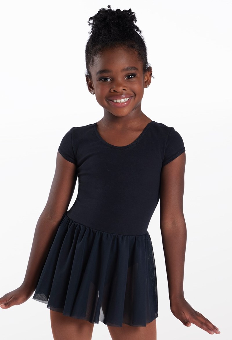 Sara Short Sleeve Bow Dress - Black - Medium Child - Dance Dress