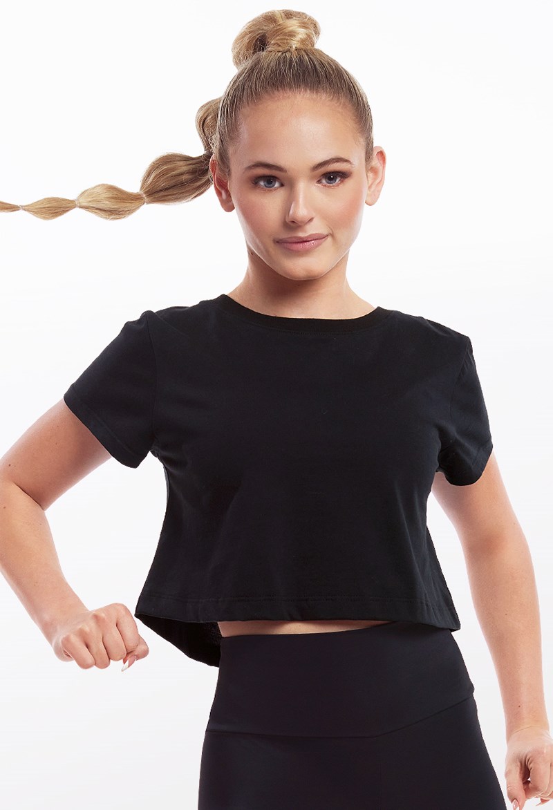 All Cotton Boxy Crop Tee - Black - Small Adult - Dance Top