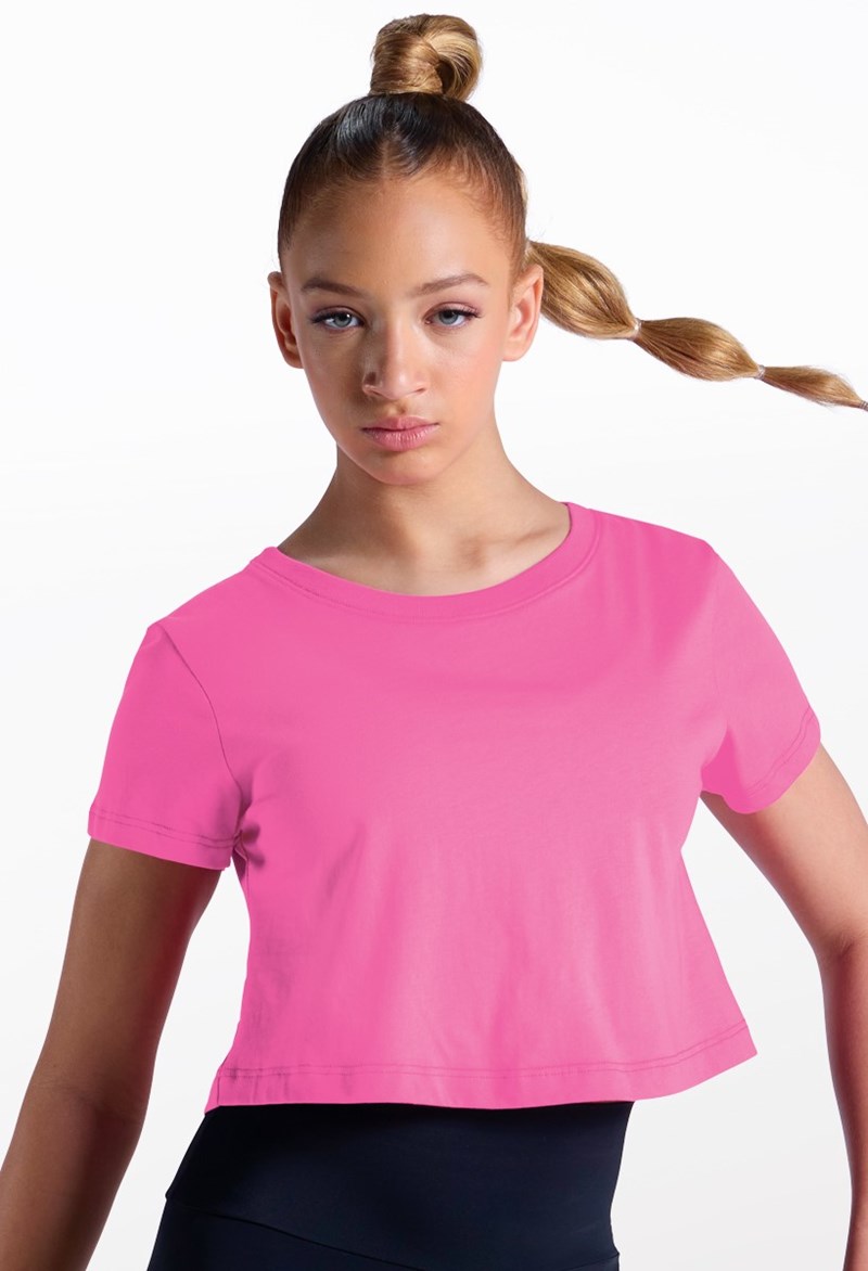 All Cotton Boxy Crop Tee - Bubblegum - Large Child - Dance Top