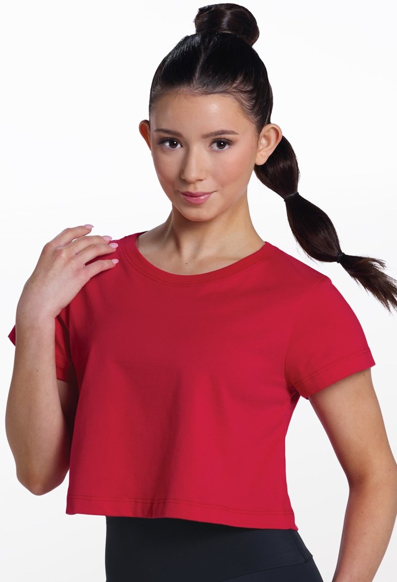 All Cotton Boxy Crop Tee - Red - Extra Small Adult - Dance Top