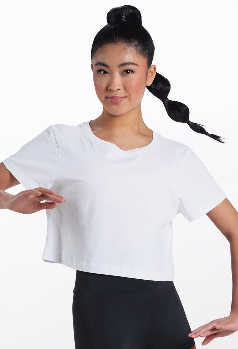 All Cotton Boxy Crop Tee - White - Adult - Dance Top