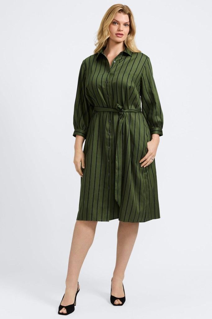Esther Plus Stripe & Houndstooth Sleeve Dress