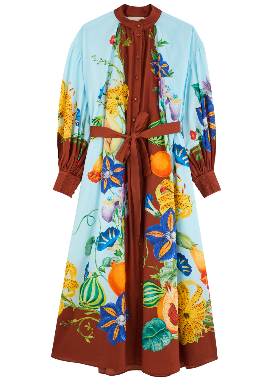 Alemais Dahlia Printed Cotton-blend Midi Shirt Dress - Multicoloured - S