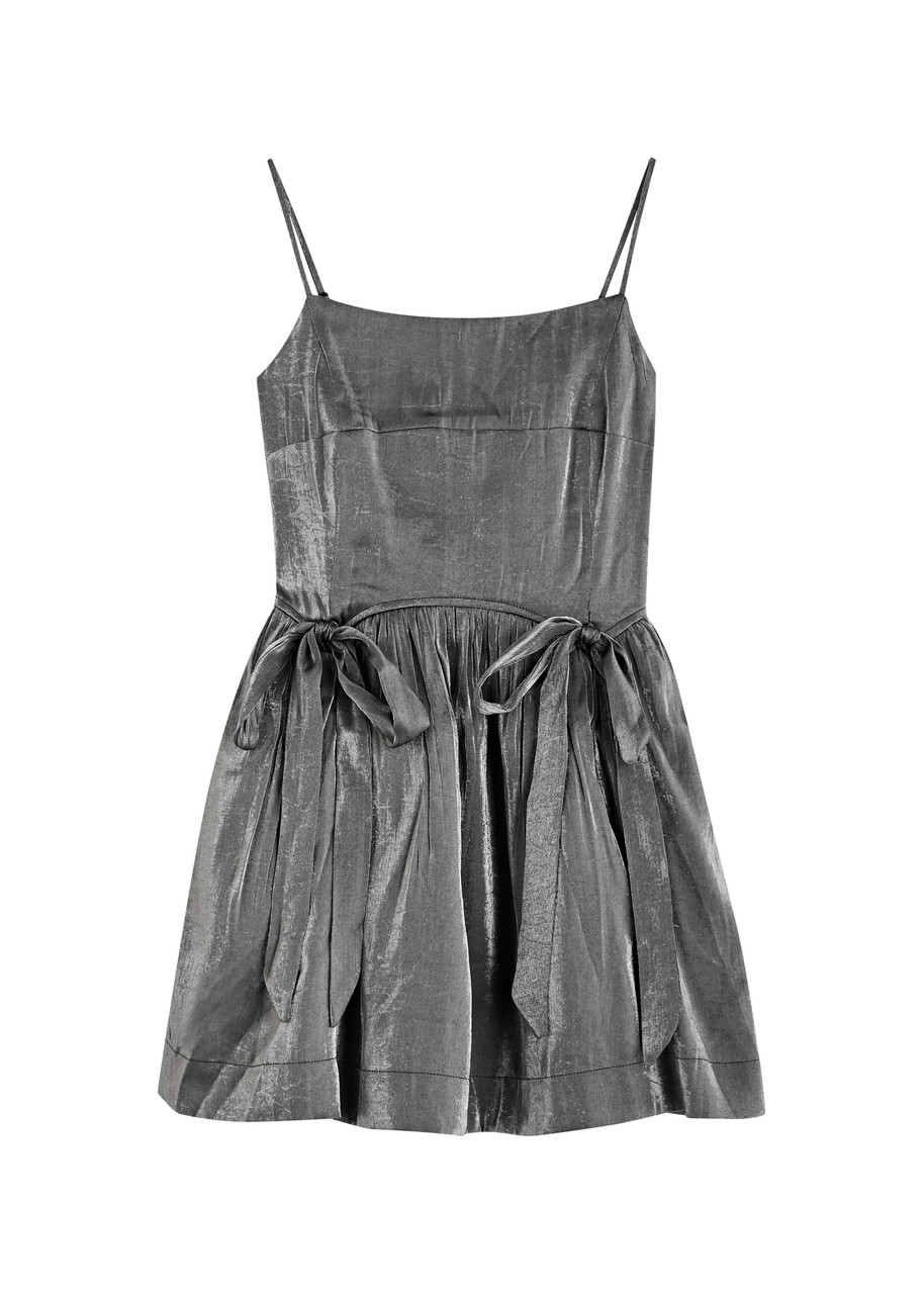 Damson Madder Penelope Metallic Taffeta Mini Dress - Grey - S