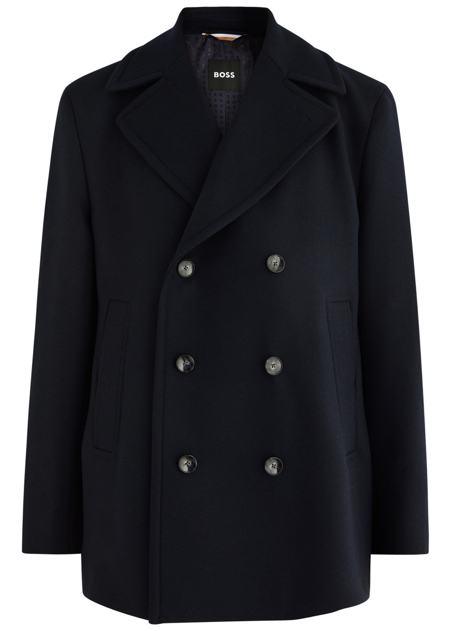 Boss Wool-blend pea Coat - Navy
