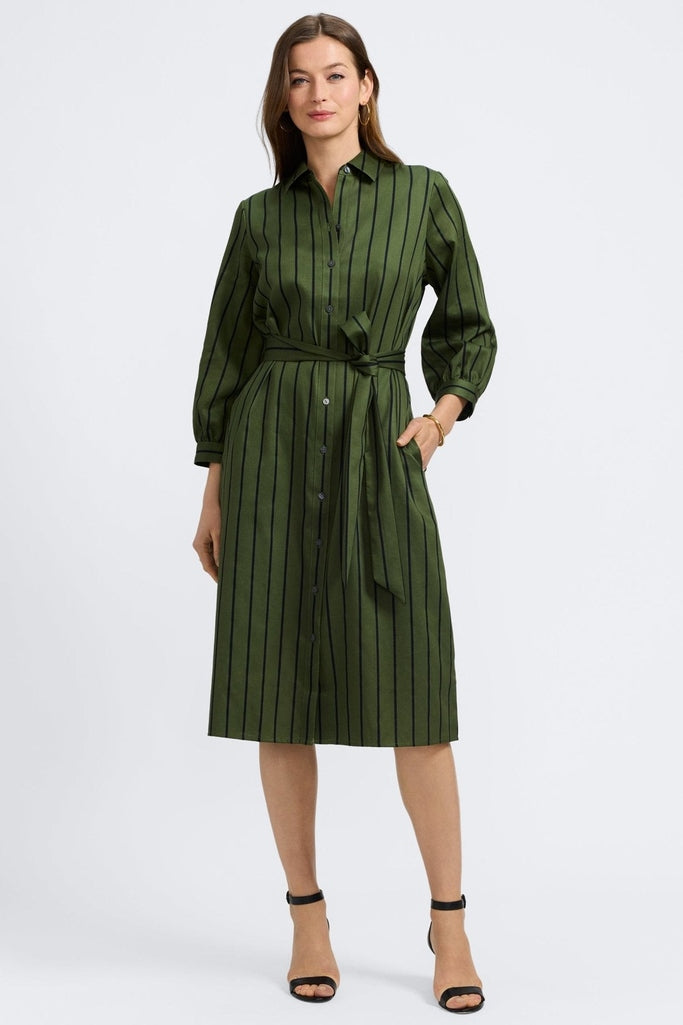 Esther Stripe & Houndstooth Sleeve Dress