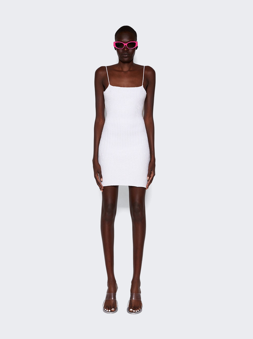 Clear Crystal Rib Mini Dress