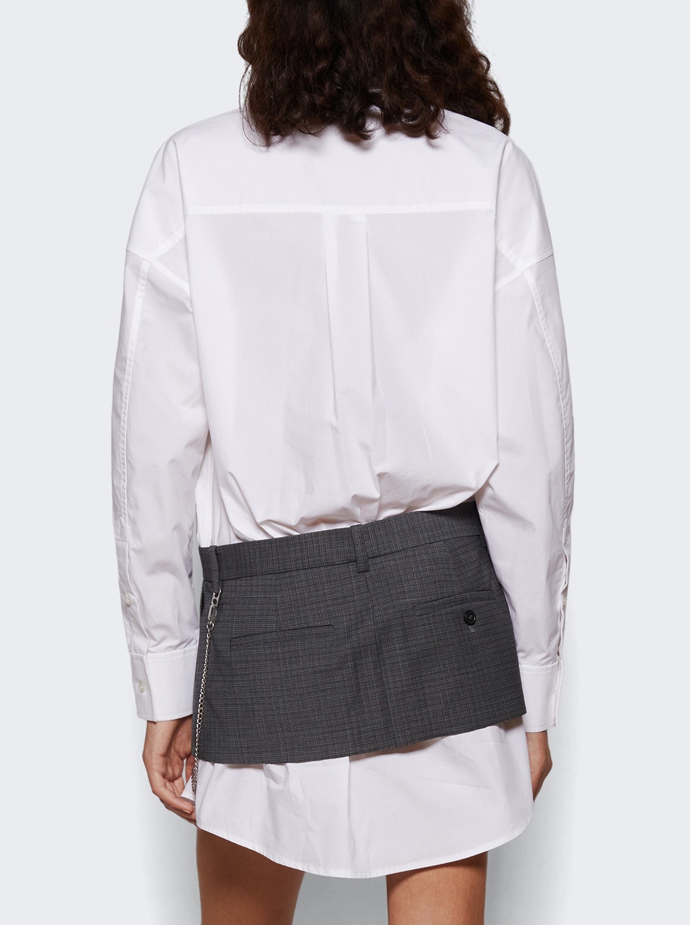 Pre-styled Shirt Dress With Chain White And Dark Grey