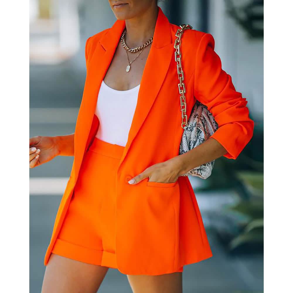 -Piece: Women's Basic Shirt Collar Blazer