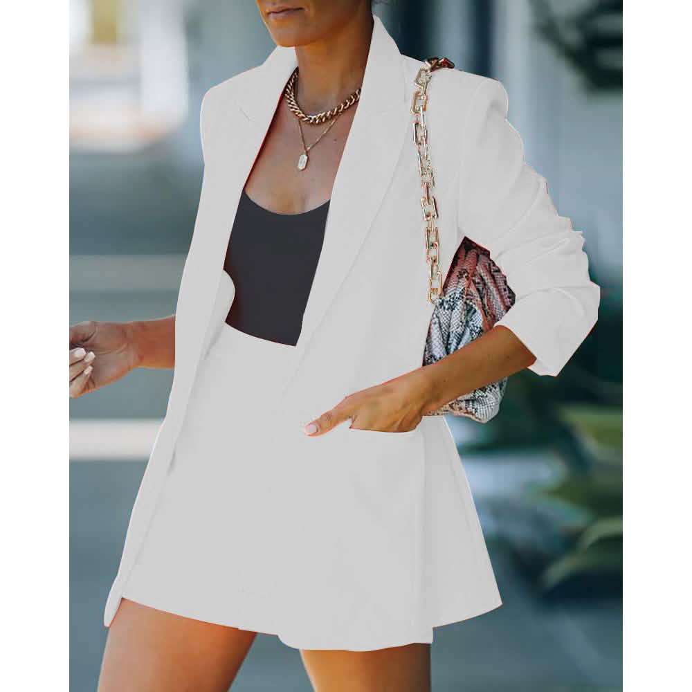 -Piece: Women's Basic Shirt Collar Blazer