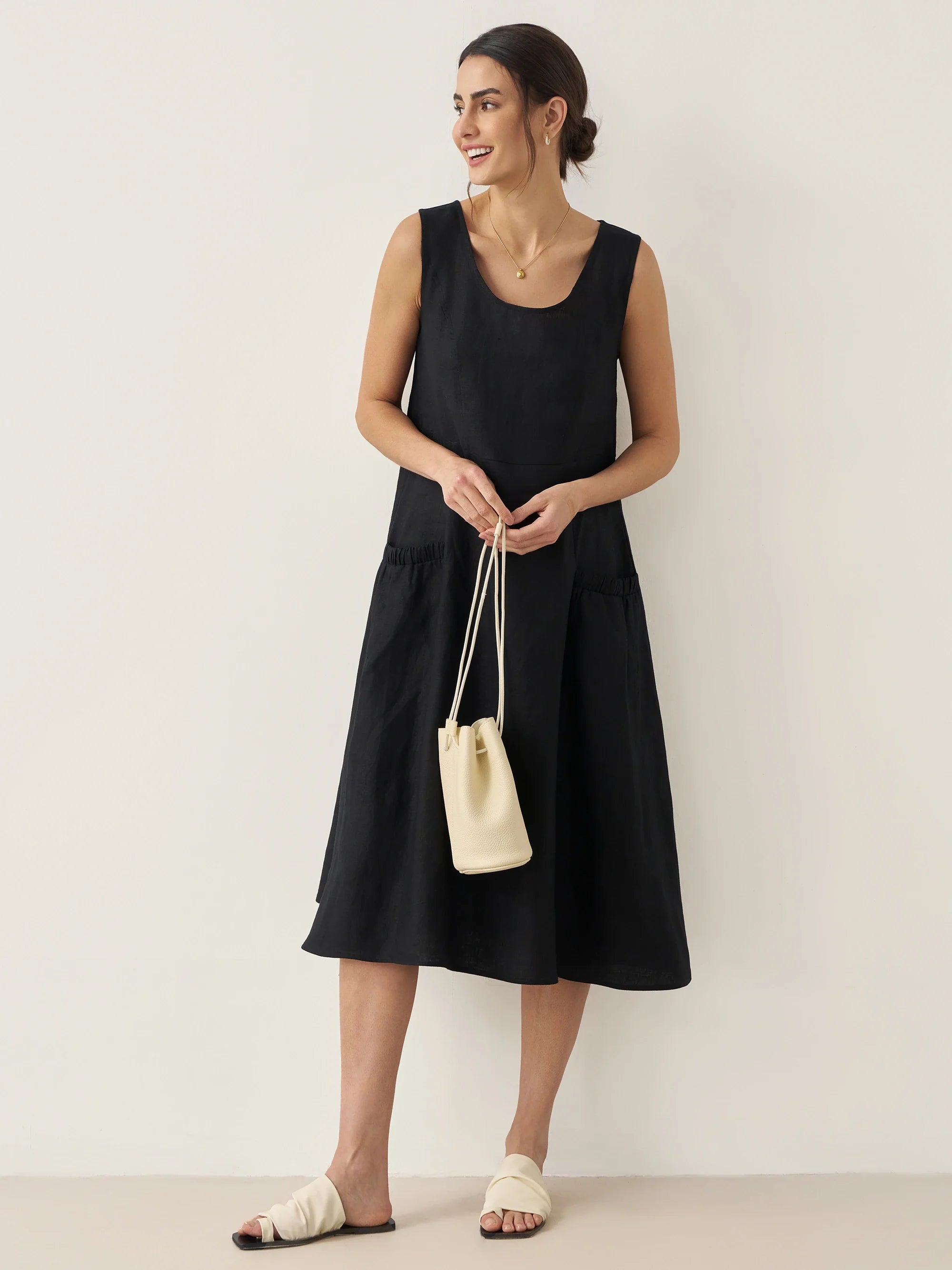 % Linen Swing Beach Tank Dress GIANA