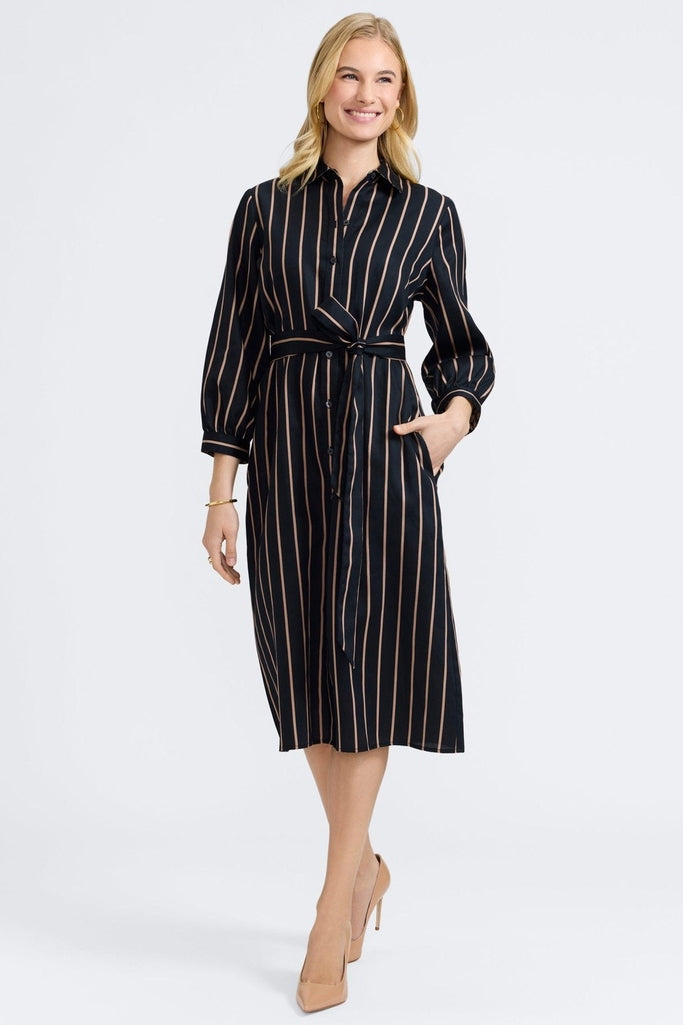 Esther Stripe & Houndstooth Sleeve Dress