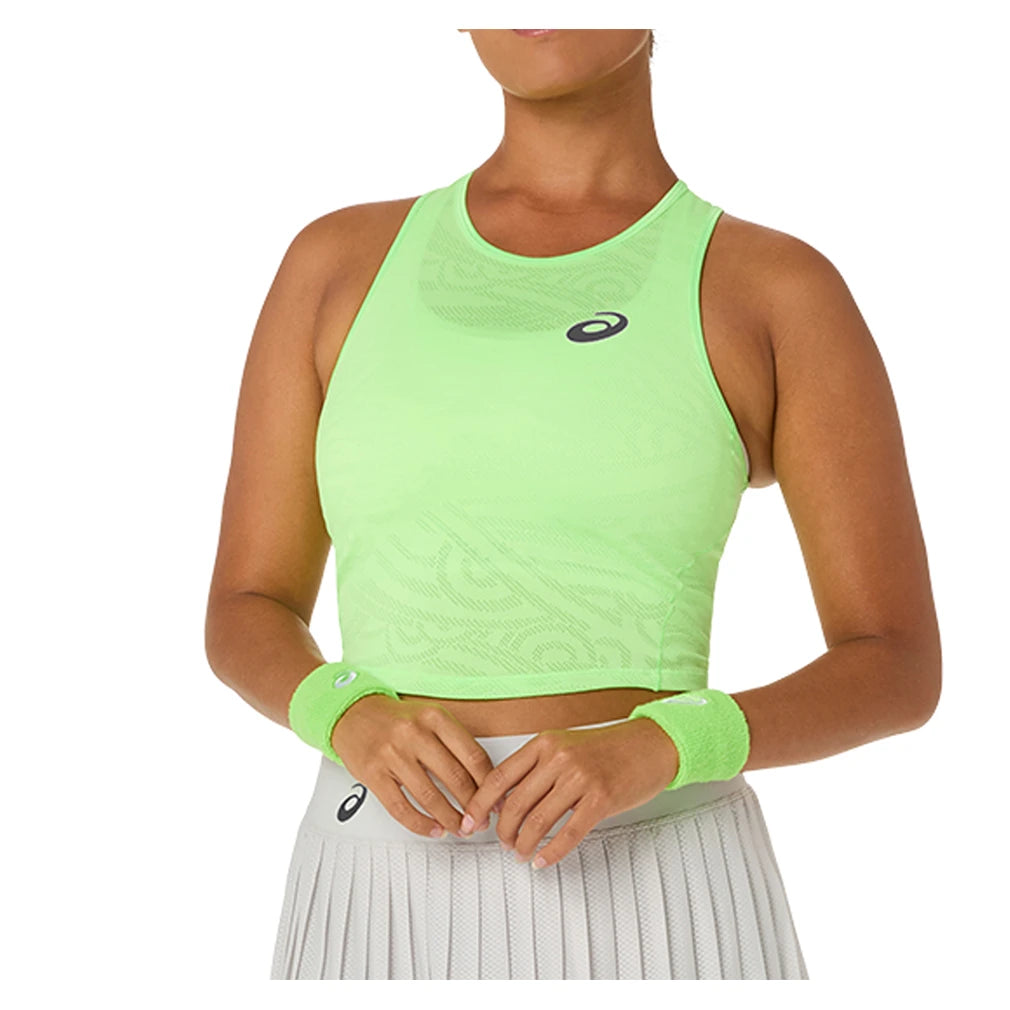 Women's Match Jacquard Tennis Crop Top Illuminate Green - ILLUMINATE_GREEN