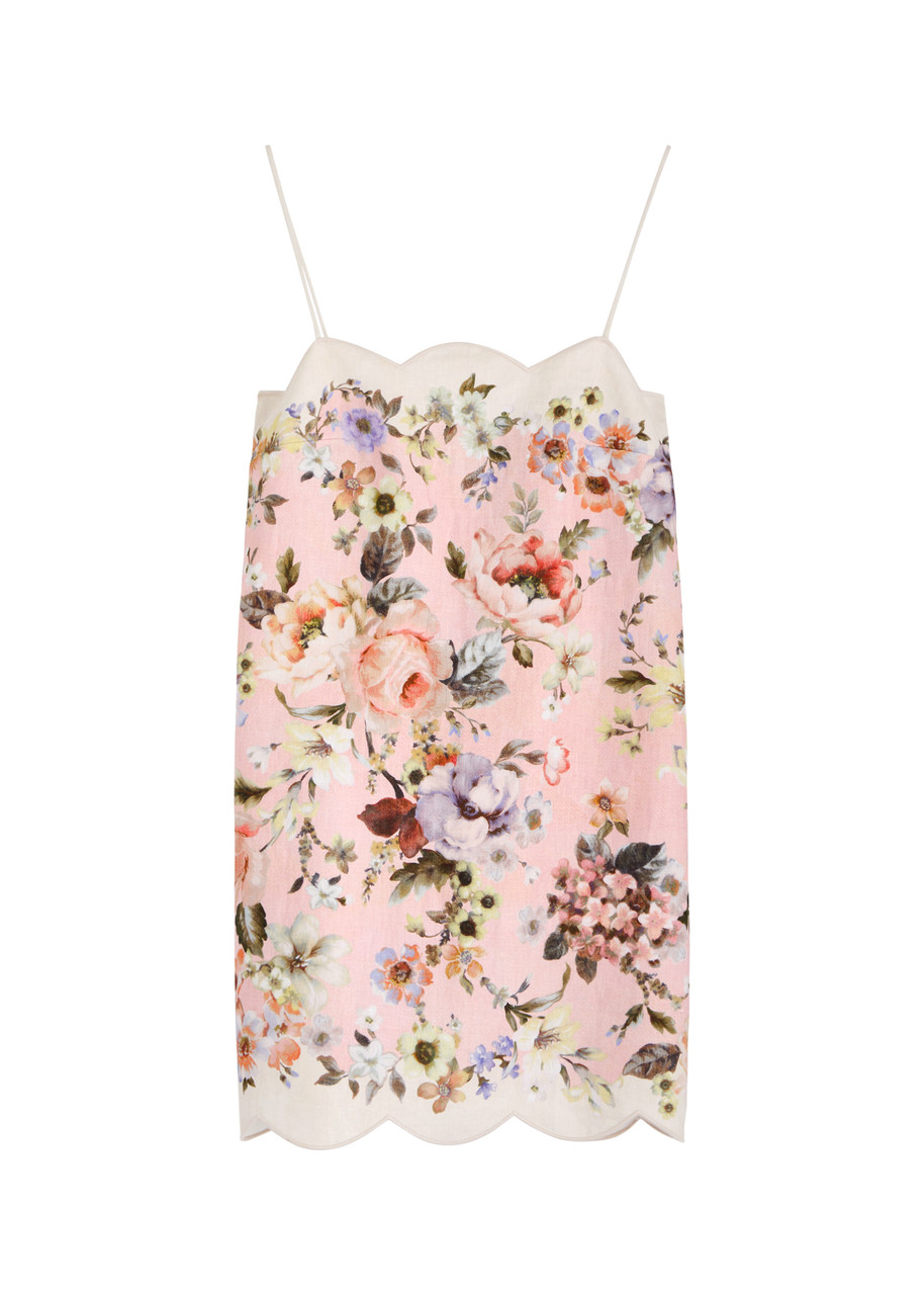 Zimmermann Acacia Floral-print Linen Mini Dress - Multi Floral - S