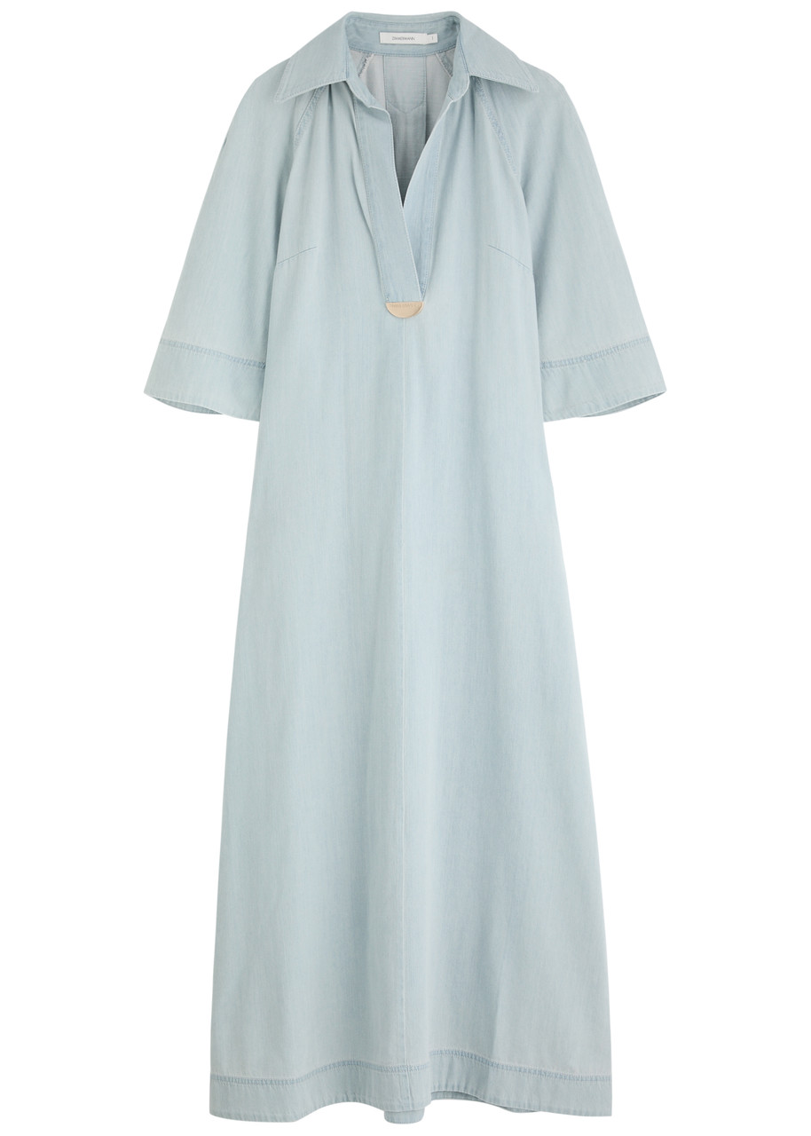 Zimmermann Acacia Chambray Midi Dress - Blue Light - M