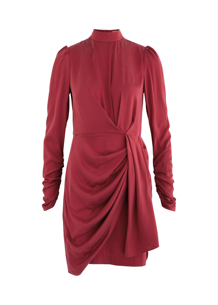 Zimmermann Draped Stretch-silk Satin Mini Dress - Bordeaux - S