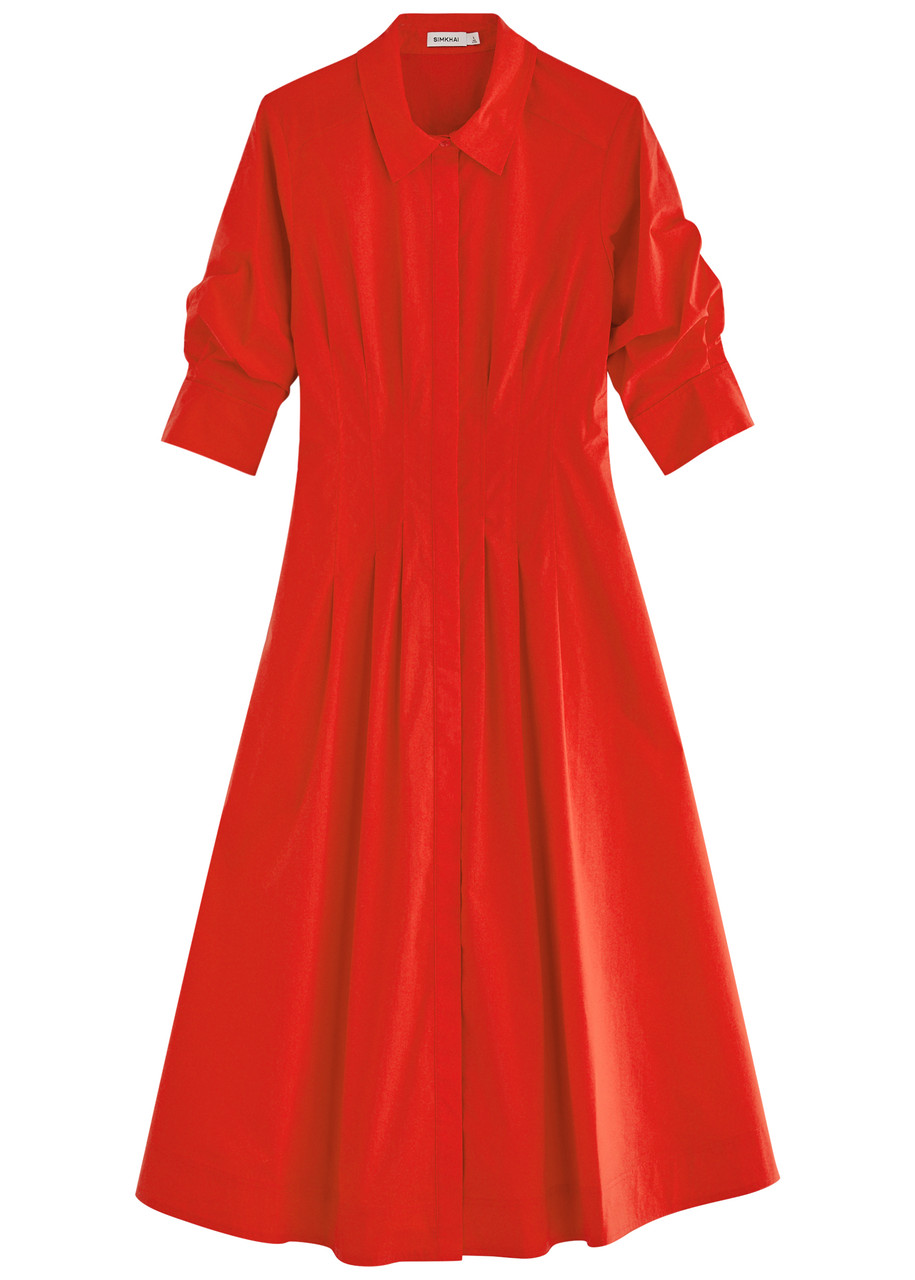 Simkhai Jazz Cotton-blend Poplin Midi Shirt Dress - Red - S - S