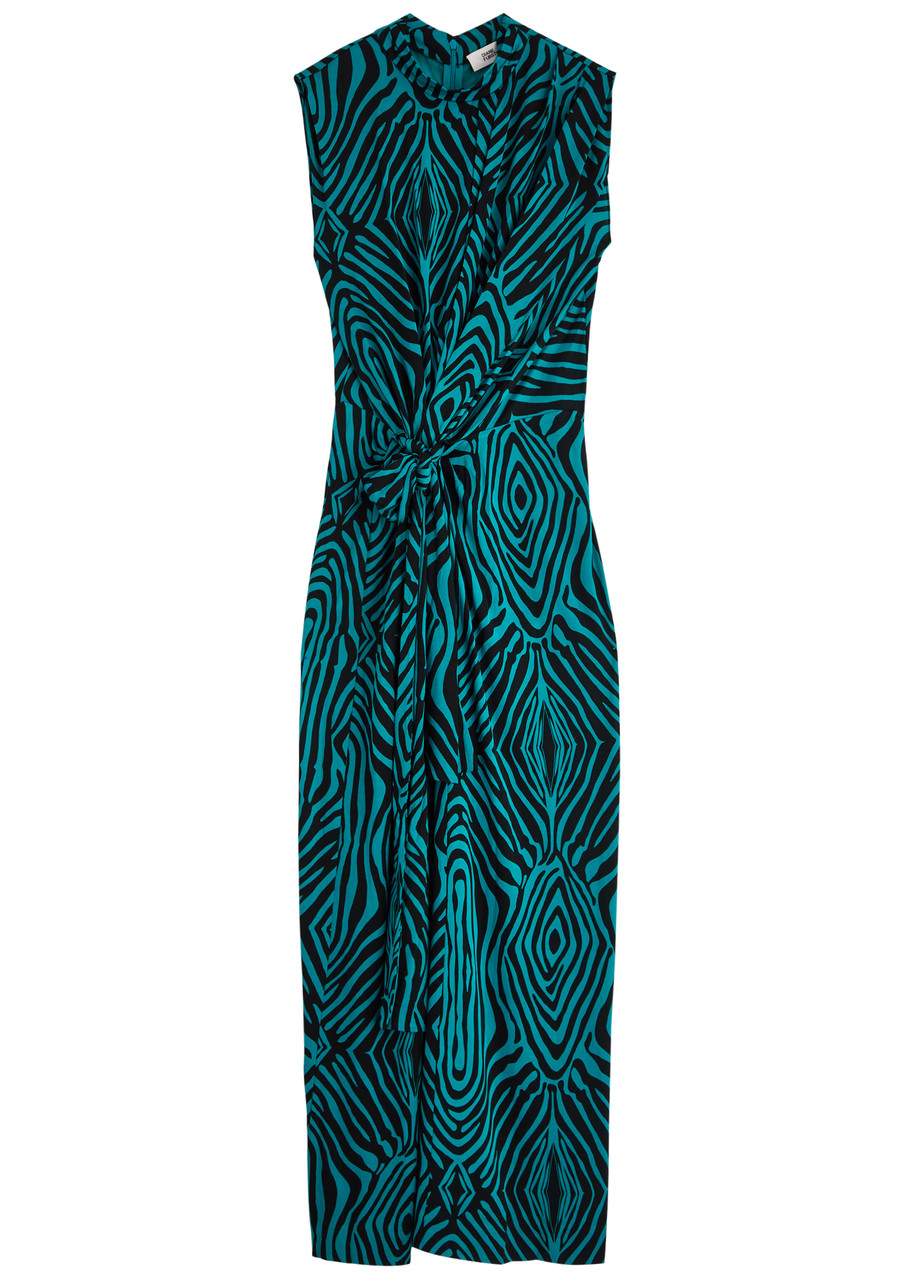 Diane Von Furstenberg Geri Zebra-print Jersey Maxi Dress - Blue - S - S