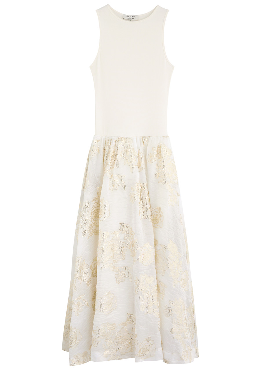 Sister Jane Sophia Ribbed-knit and Cloqu Maxi Dress - Cream - M