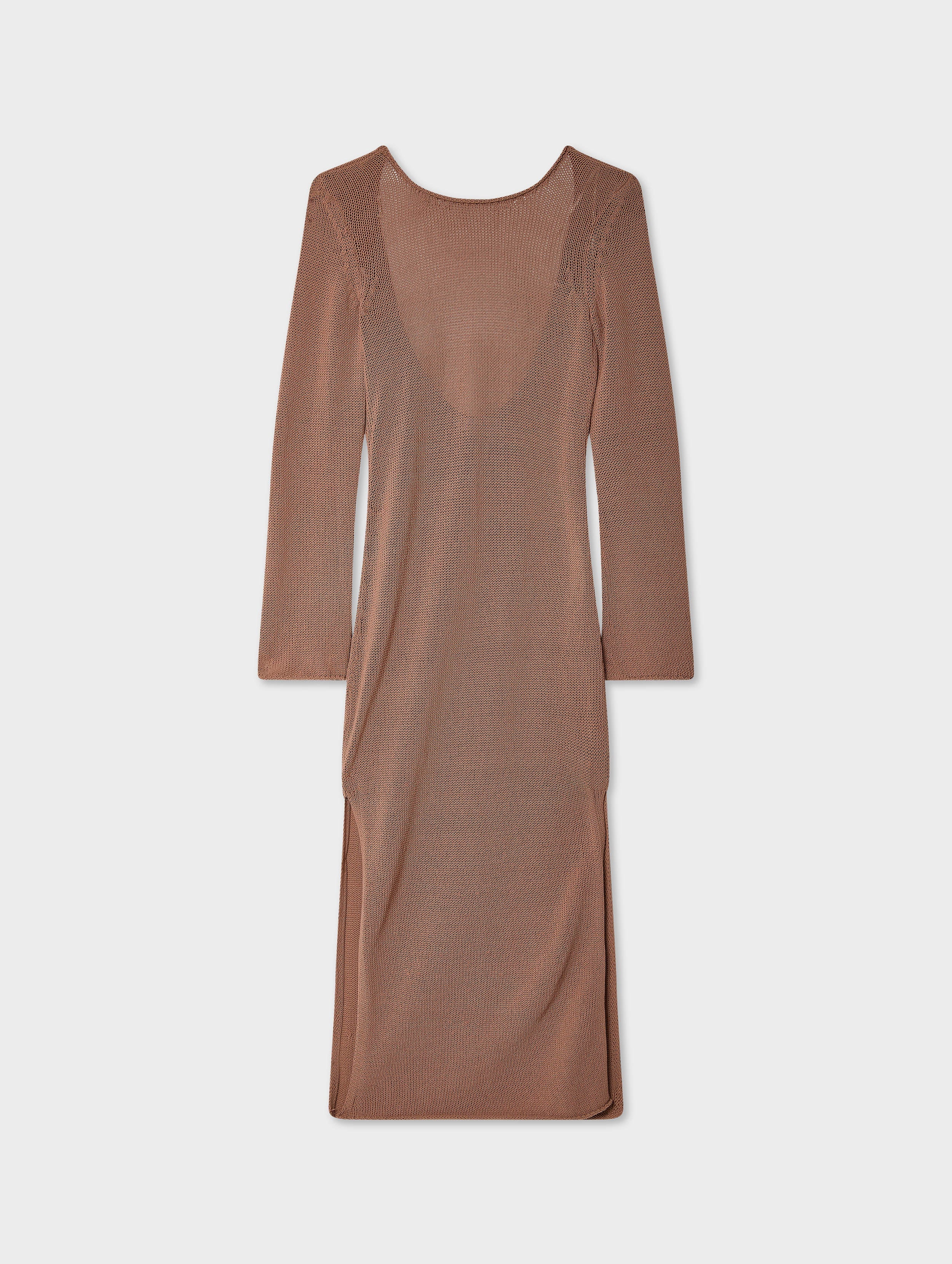 White & Warren Cotton Tape Cover-Up Dress in Clay
