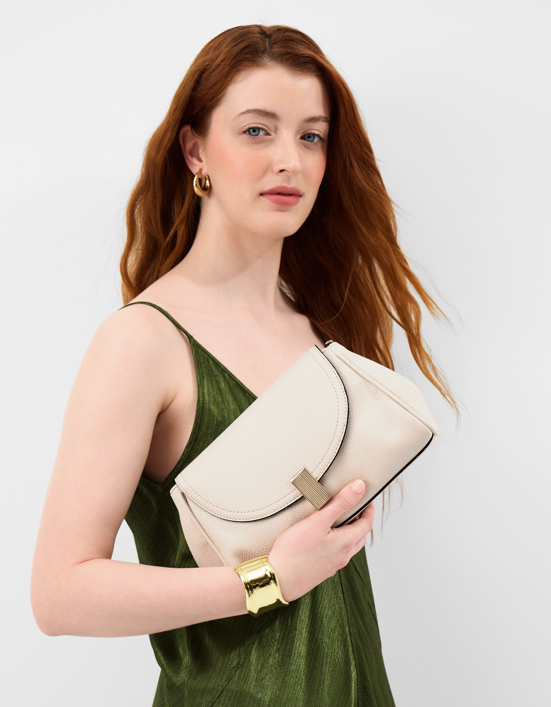 Gold Lock Detail Clutch Bag