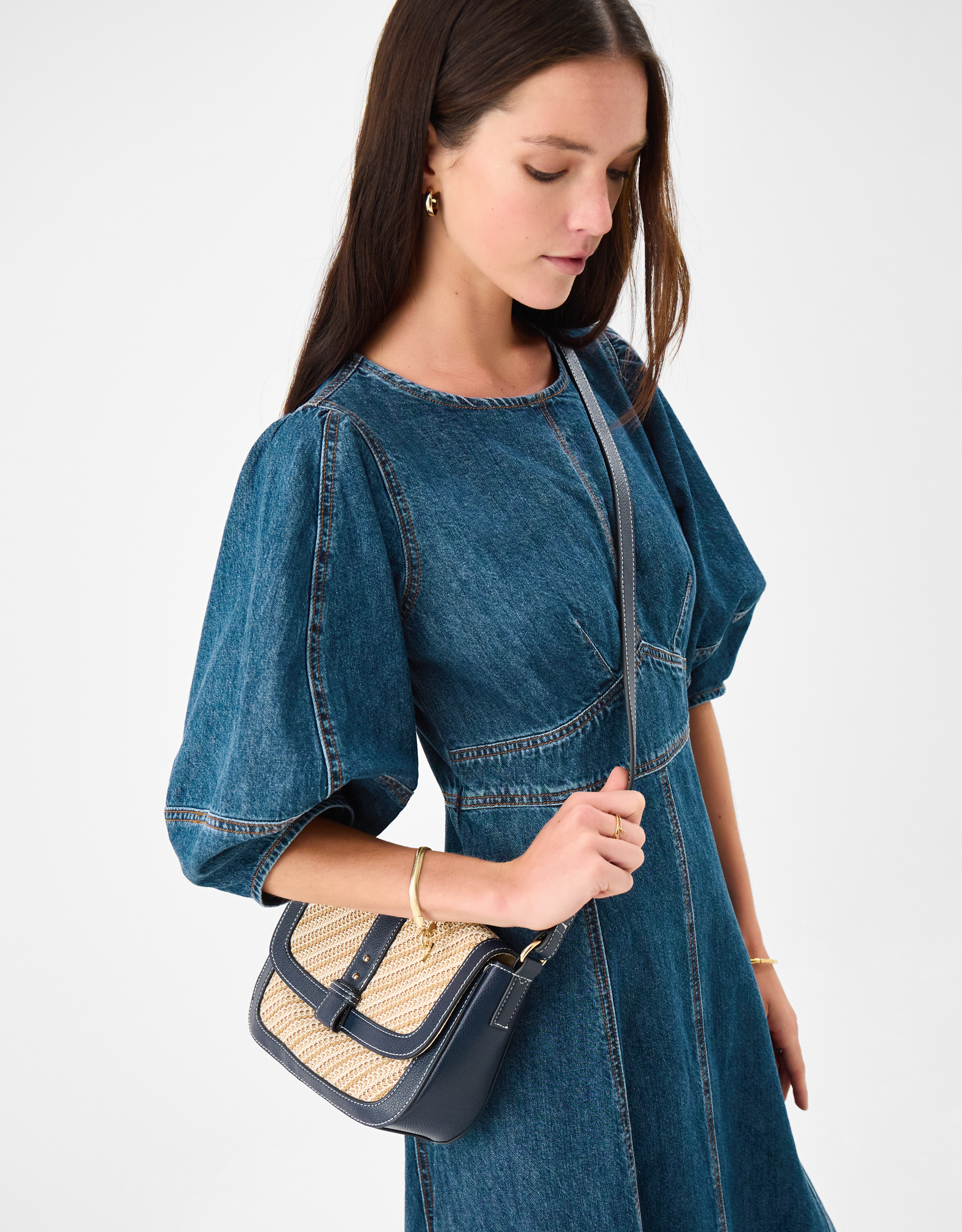 Woven Crossbody Bag Blue
