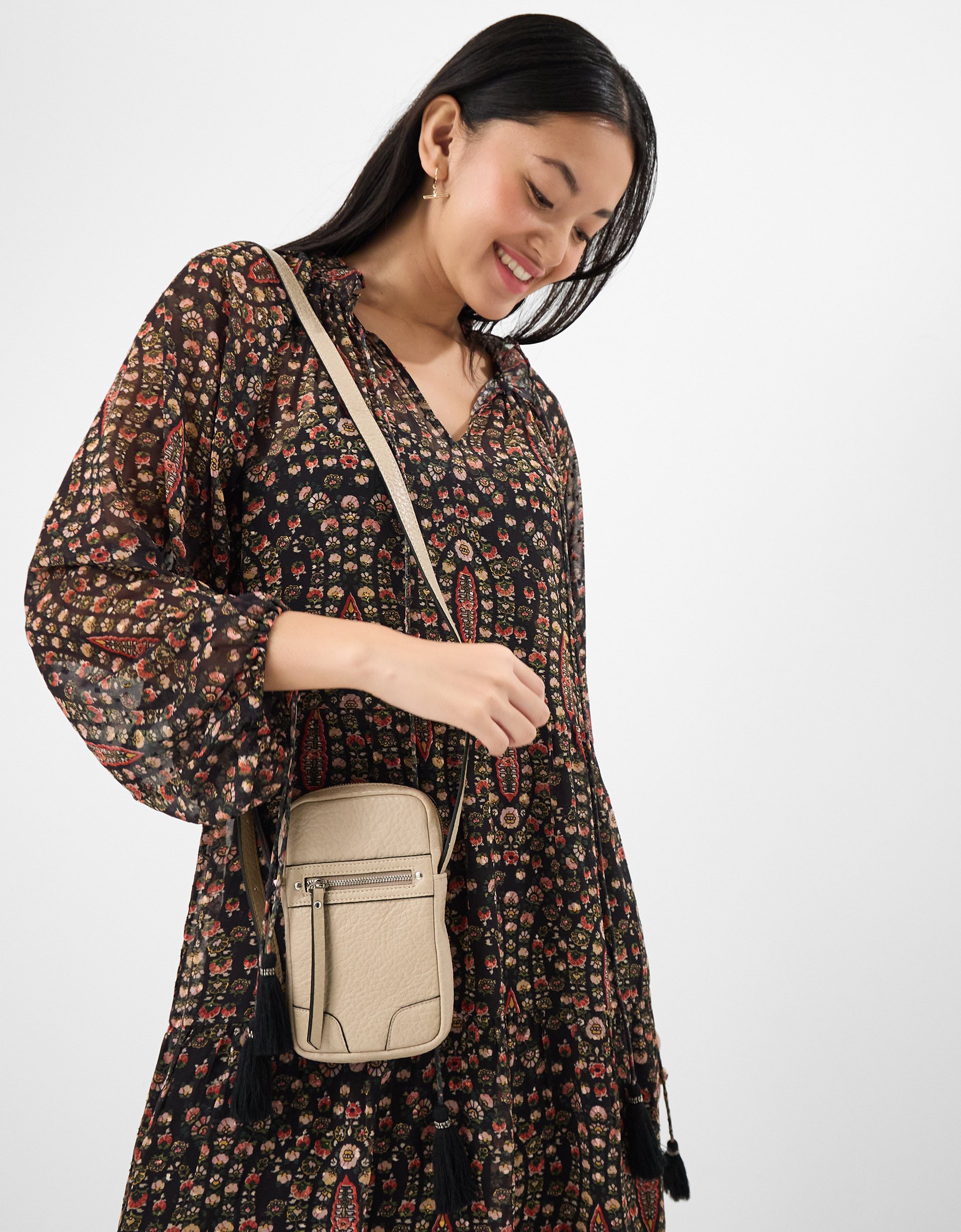 Mink Faux Leather Crossbody Phone Bag